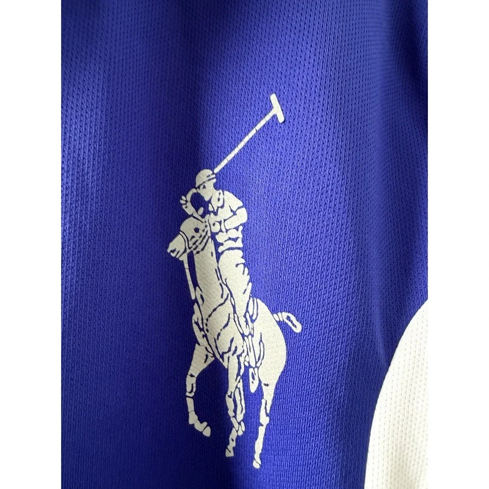 Polo Ralph Lauren Men's Performance Polo Shirt Blue White Short Sleeve Xl